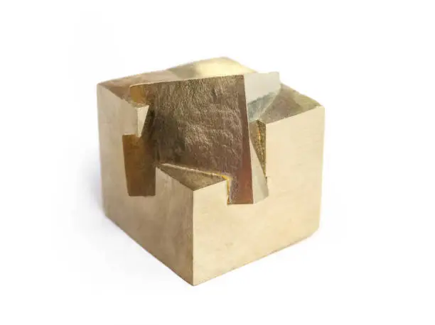 Photo of Isolated pyrite cube from Navajun, Spain.