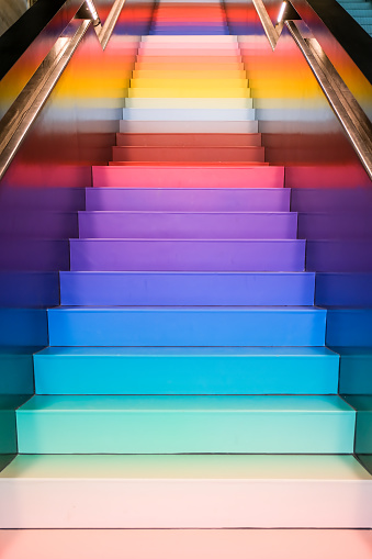 Colorful shiny stairway in a modern elegant building