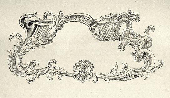 Vintage illustration Ornate art nouveau scroll swirl design element, 1890s, 19th Century
