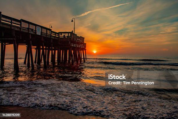 Sunrise Views At Sandbridge Beach Stock Photo - Download Image Now - Virginia Beach, Atlantic Ocean, Backgrounds