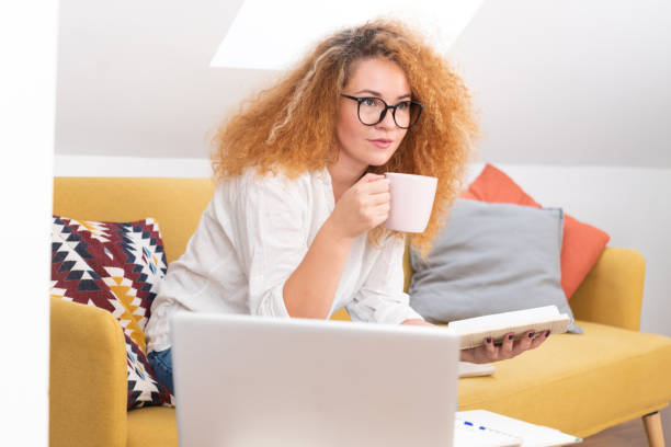 istock Young woman having online lesson 1428819847