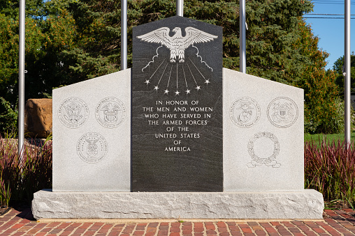 Princeton, Illinois - United States - September 28th, 2022: Veterans Memorial in Princeton, Illinois, USA.