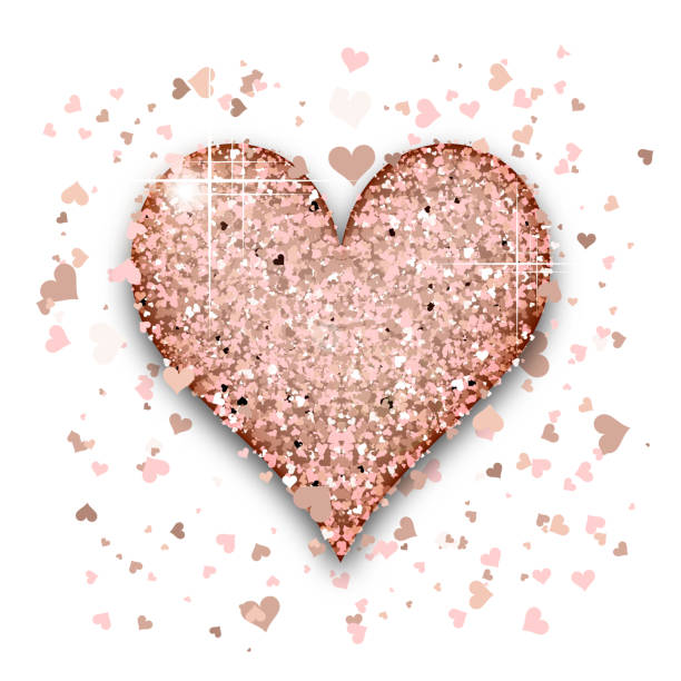 istock Pink Gold heart of glitter light effect. Confetti particles isolated on white background 1428832067