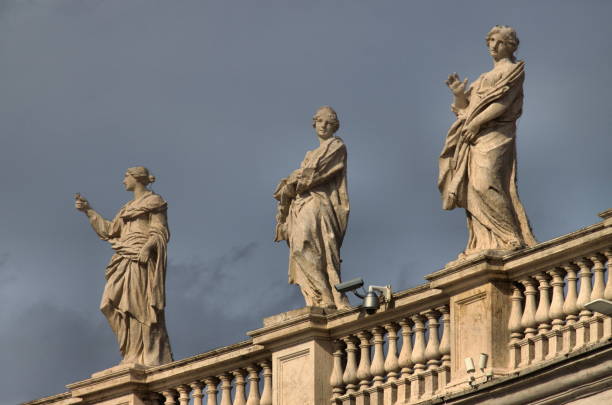 Rome, Italy - September 16 2022: St. Peter's Square and Statue of St. Paul, Vatican