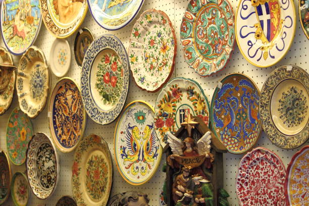 Traditional Mexican ceramic pots in an outdoor market.