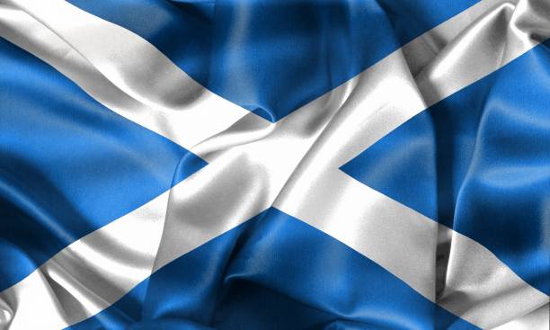 istock Scotland flag - realistic waving fabric flag 1428837311
