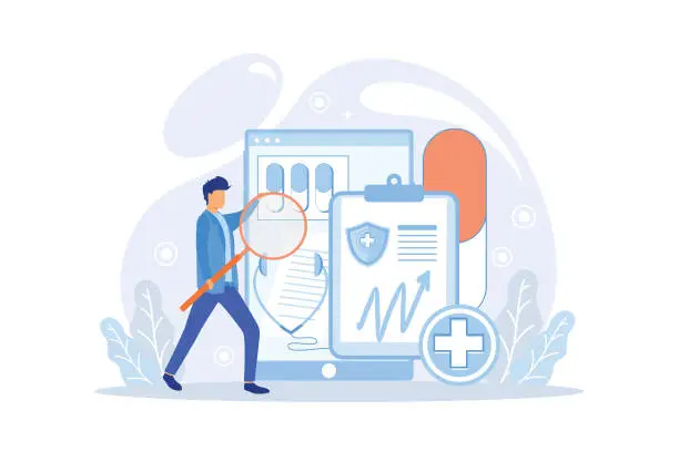 Vector illustration of Online medical consultation and prescription medicine: professional doctor connecting and giving a consultation for a patient, telemedicine concept