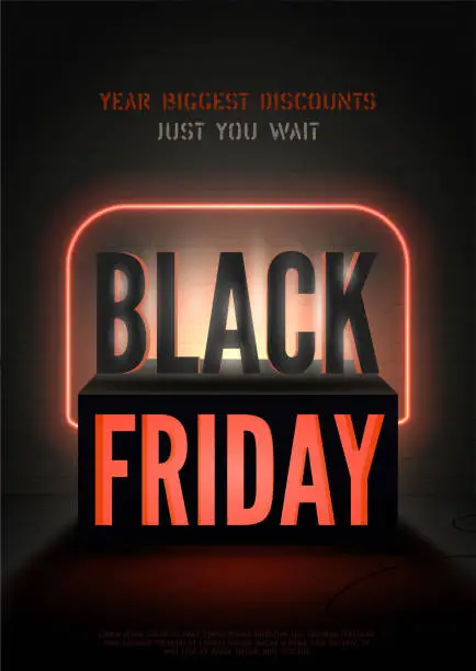 Vector illustration of Black Friday discounts retro vector banner template with vertical composition
