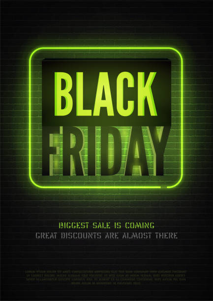 Biggest black friday sale vector flyer template Biggest black friday discounts vector flyer template. Mega wholesale advert with text space. Special price offer on stylized brick wall background. Seasonal sale promo banner design black friday stock illustrations