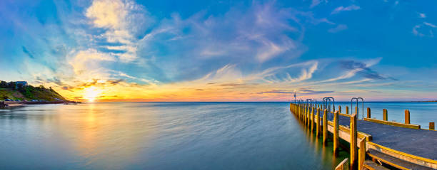 Oliver's Hill Seascape panorama Victoria Bay stock pictures, royalty-free photos & images