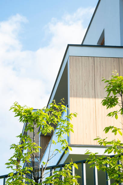 istock Modern Apartments with Balconies Against Clear Sky 1428863097
