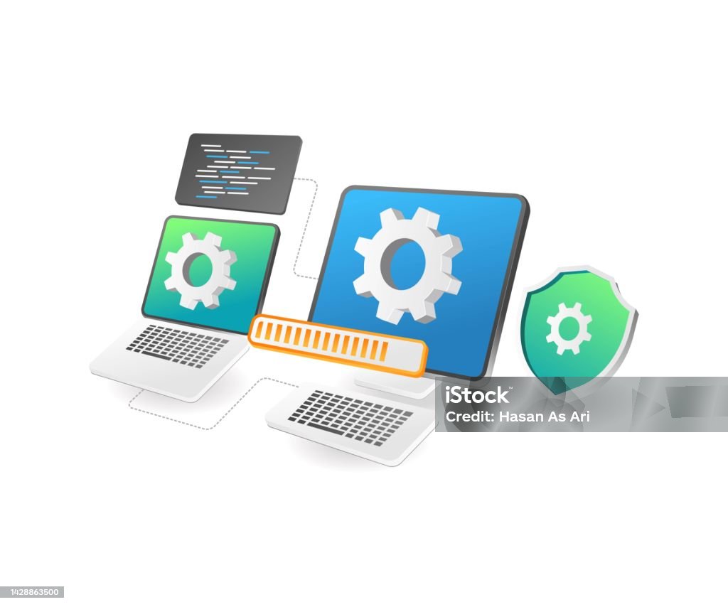 Applying Computer Picture Computer Application Update Repair Stock Illustration - Download Image ...