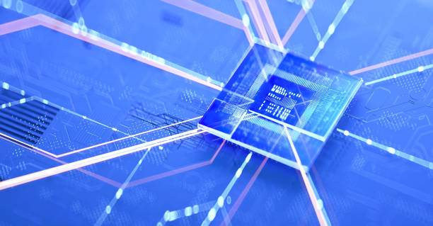 istock 3D rendering of cyberpunk AI. Circuit board. Technology background. Central Computer Processors CPU and GPU concept. Motherboard digital chip. Tech science background. 1428865295