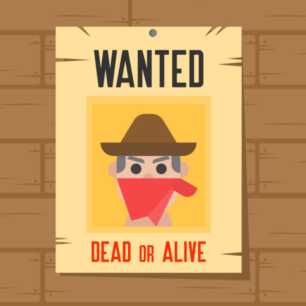 ilustrações, clipart, desenhos animados e ícones de cartaz de bandidos mortos ou vivos. ilustração vetorial de design plano. - wanted poster poster wild west sign