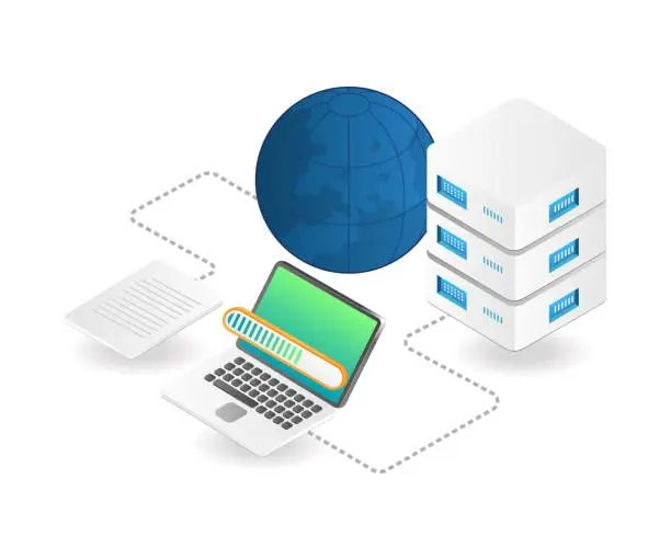 Vector illustration of Data server hosting network