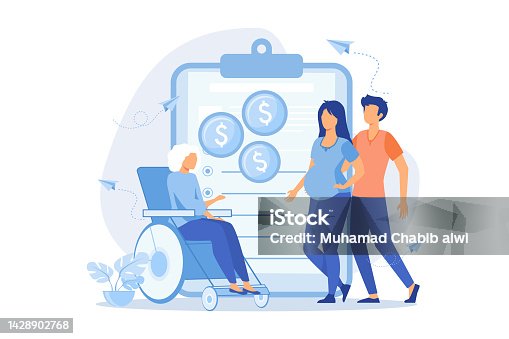 istock Leave on social groundsz, Labour code, special leave, absence from work, pregnant woman, family with children, care for sick, paid vacation Flat vector Modern illustration 1428902768