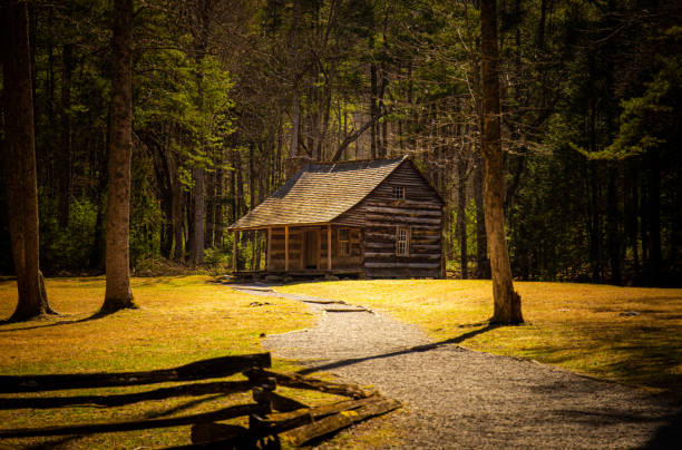 cabina sunlight - great smoky mountains fotografías e imágenes de stock