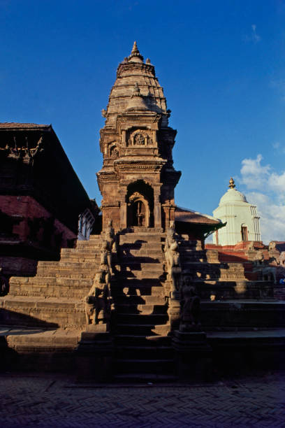 istock Temple from Darbar square and various animals in stone on the steps 1428906125