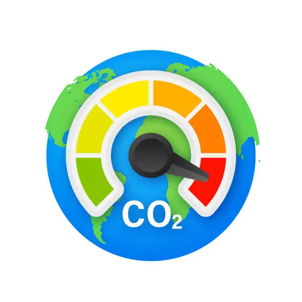 Vector illustration of Illustration with co2 indicator. Ecology design on white background. Vector illustration.