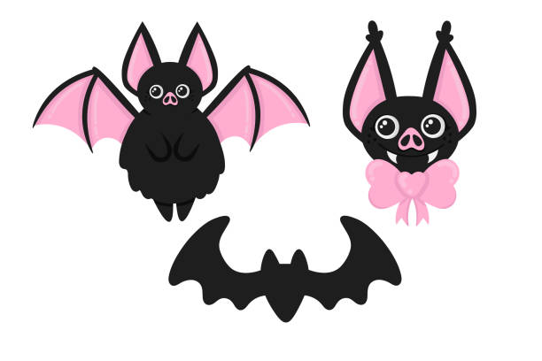 ilustraciones, imágenes clip art, dibujos animados e iconos de stock de juego de murciélagos - bat halloween silhouette wing