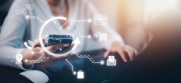 istock Smartphone with graph Screen Icon of a media screen, Technology Process System Business with Communication and marketing concept, big data, HR Human, Business success,Document folder icon of data. 1428910687