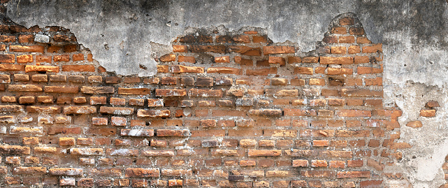 Brick wall, antique old grunge white texture background.