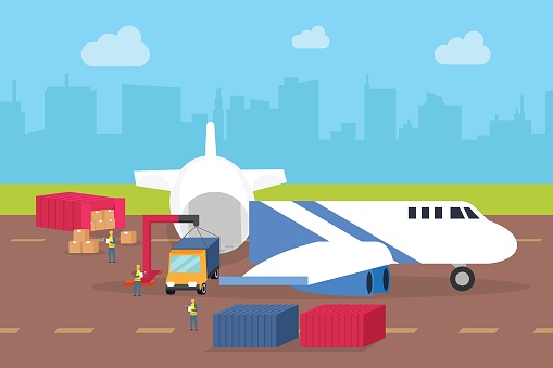 Loading Logistic To Plane 2d Flat Vector Stock Illustration - Download ...