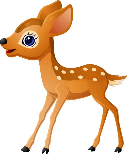 Vector illustration of Cute baby deer cartoon on white background