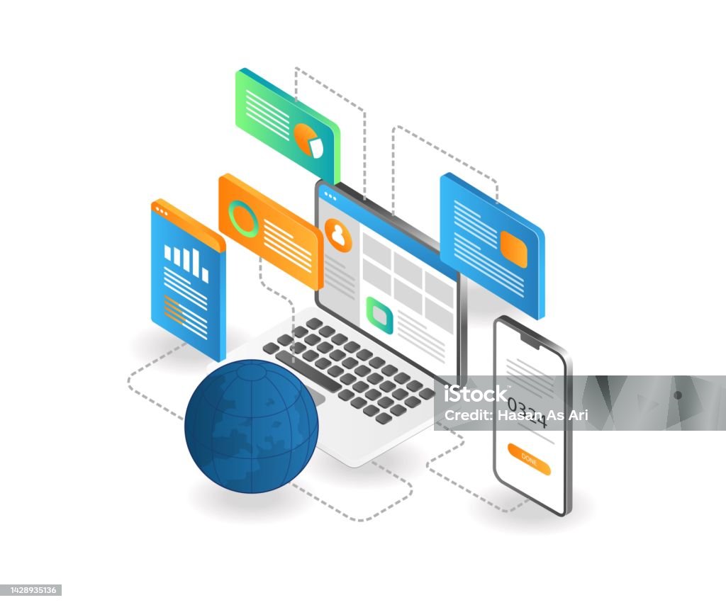 Computer W/web Computer Web Application Network Stock Illustration - Download Image ...