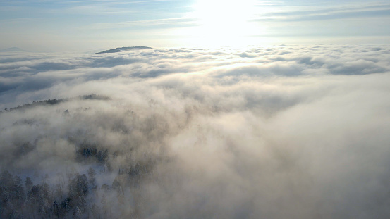 Aerial shot above the clouds
