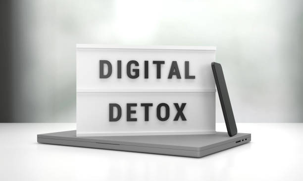 istock Light box phone and digital with detox written on the laptop. 1428947273