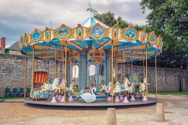 Carousel in the town of Guerande, French Brittany