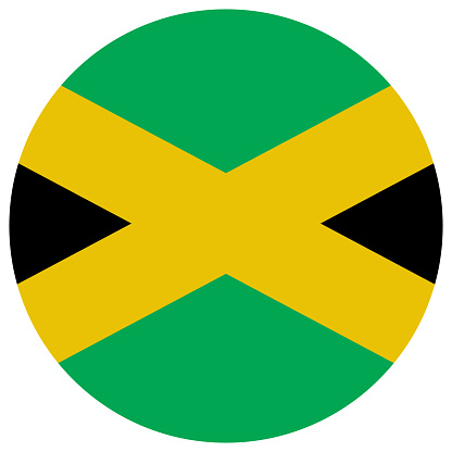 Jamaica icon circle on white background. Jamaica flag button. flat style.
