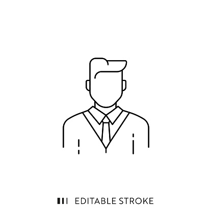 Businessman Line Icon Design with Editable Stroke