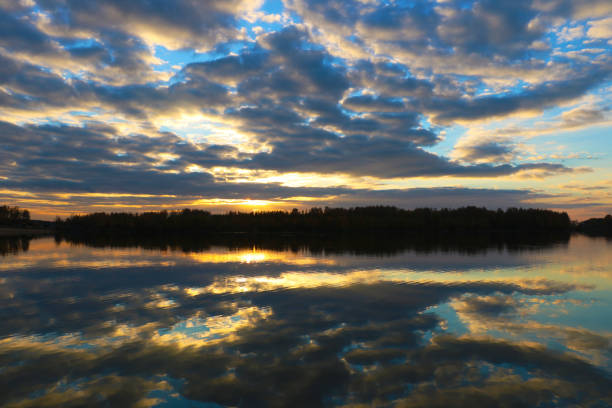 istock Sunset scene over lake water surface. Background 1428962663