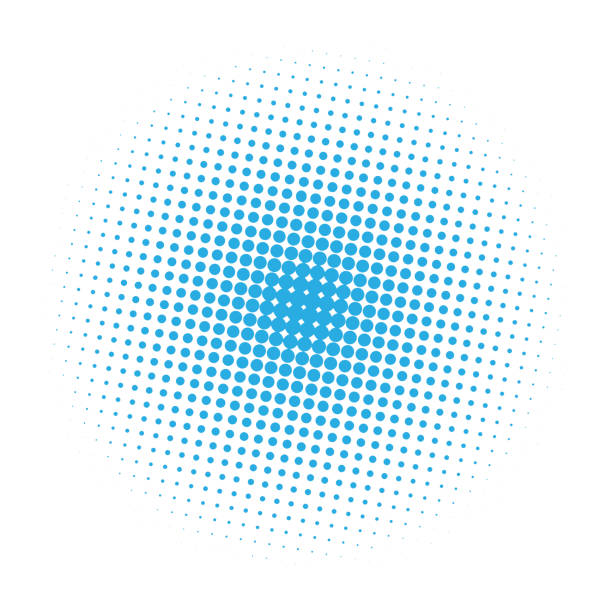 Blue comic halftone round shape decoration. Blue comic halftone round shape decoration vector illustration on white background. polka dot stock illustrations