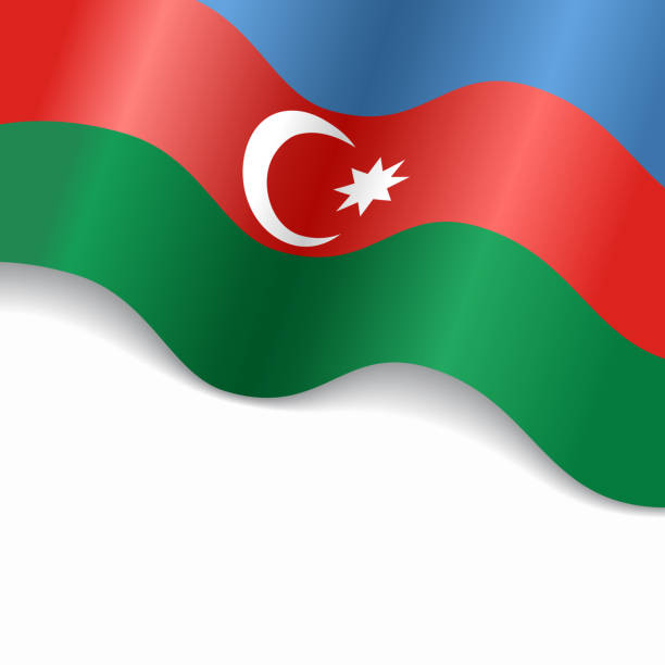 aserbaidschanische flagge gewellte abstrakte hintergrund. vektor-illustration. - azerbaijan flag stock-grafiken, -clipart, -cartoons und -symbole