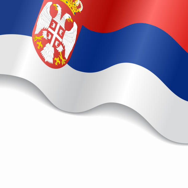 ilustrações, clipart, desenhos animados e ícones de bandeira sérvia ondulado fundo abstrato. ilustração vetorial. - serbian flag