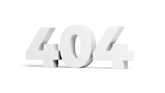 404 error isolated on white background. Page not found. 3d illustration.