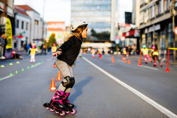 istock Little girl enjoys roller skating 1428980176