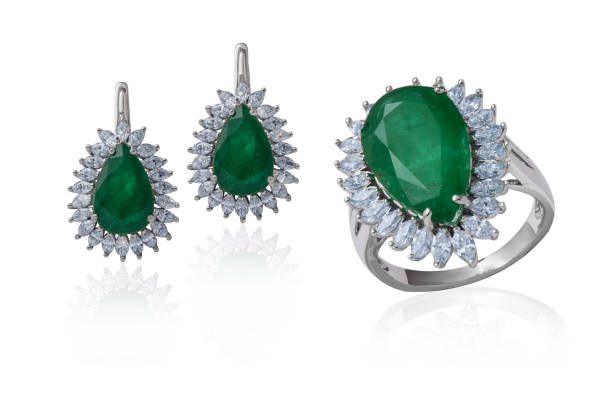 istock set ring and earrings with emeralds and earrings 1428982547
