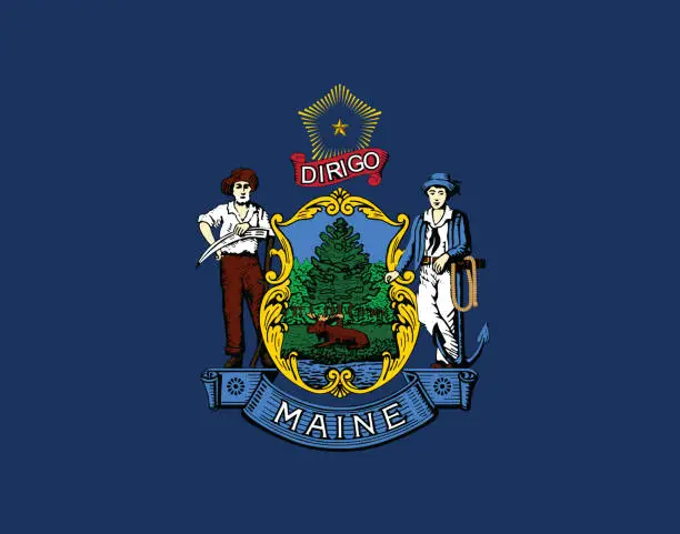Vector illustration of Maine state flag