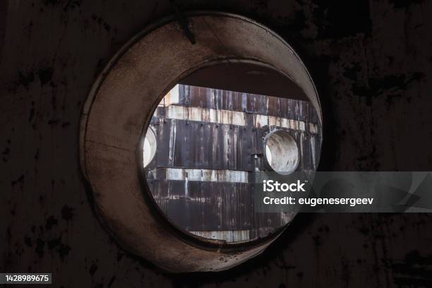 Dark Rusty Interior Of Abandoned Crimean Atomic Energy Station Stock Photo - Download Image Now