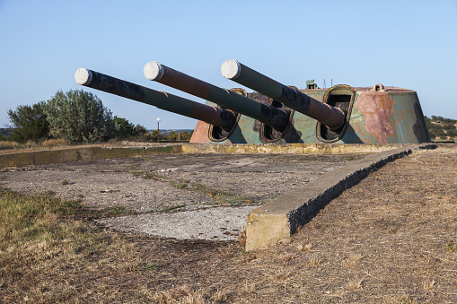 Triple gun of the armored battery 30, Soviet military unit which was important in the defense of Sevastopol 1941-1942 during WWII