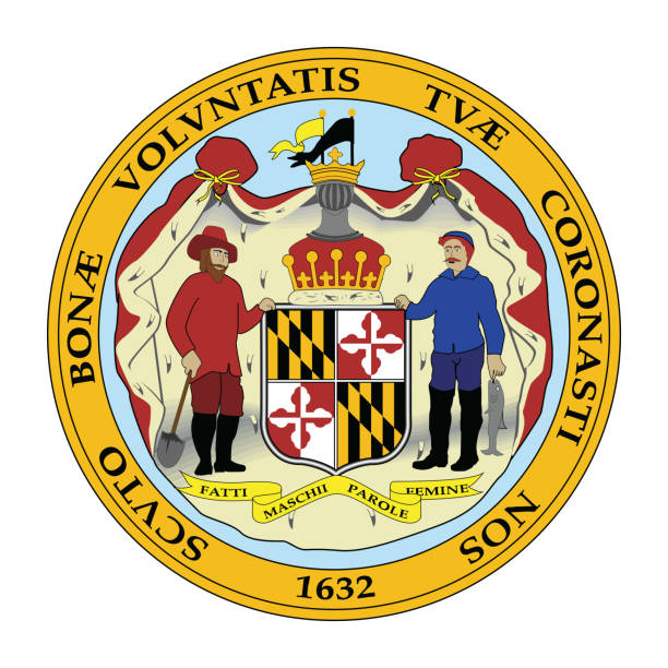 flagge des maryland state seal - maryland flag banner us state flag stock-grafiken, -clipart, -cartoons und -symbole