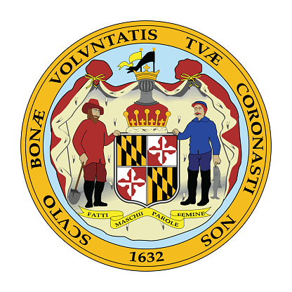 Amazing vector of Maryland state seal flag, United States of America state.