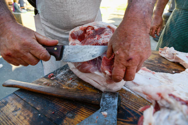 Pig slaughtering  ham production process