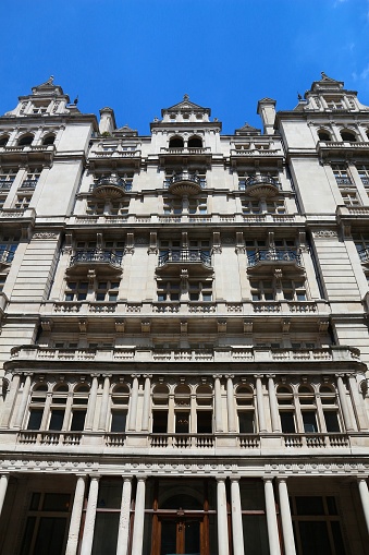 London UK landmark. Victorian architecture of former Secret Service HQ in London.