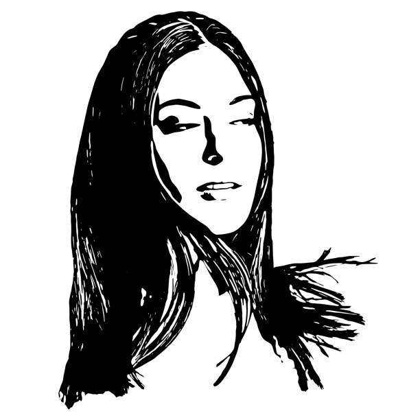 istock Abstract beautiful woman face silhouette black and white illustration 1428995903