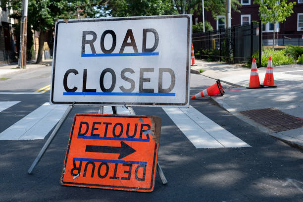 istock Road closure sign in Boston 1429005428
